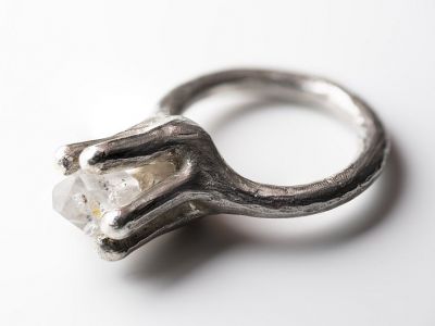 silberring-herkimer-diamond-gegossen-anna-eichlinger-schmuck-muenchen